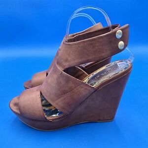 Madden Girl‎ Brown  Wedge Heel  Sandals Size 8.5